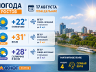 Солнечно и жарко до +32 будет в Ростове 17 августа