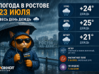 В Ростове 23 июля весь день будет идти дождь