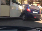 Трамвай снес Hyundai Getz на улице Станиславского в Ростове