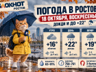 В Ростове 18 октября ожидаются дожди и потепление до +22 градусов