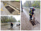 В Ростове дорожные службы чистят ливневки после ливня 13 апреля