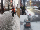 С раннего утра коммунальщики расчищают заснеженные дороги в Ростове 