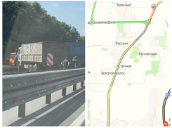 Под Ростовом на М-4  образовалась десятикилометровая пробка из-за ДТП с зерновозами