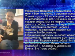 Полковник из Ростова не выполнил просьбу Путина подарить жене собаку