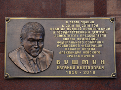 В память об умершем сенаторе Евгении Бушмине открыли мемориальную доску в Ростове
