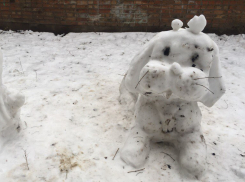 Обрадованные снегу ростовчане слепили из него зоопарк