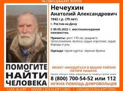 В Ростове-на-Дону пропал пожилой мужчина с потерей памяти