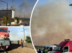 Для тушения горящего камыша на левом берегу Дона отправили два пожарных поезда