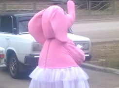 Розовая слониха в белой юбочке на улице Таганрога вызвала у мужчины желание жениться