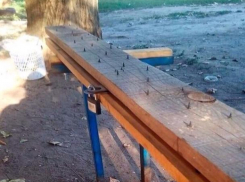 В Ростове спилили инновационную лавочку с гвоздями