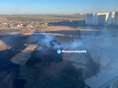 Большой ландшафтный пожар вспыхнул в микрорайоне Суворовском в Ростове