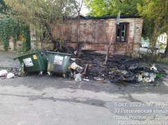 Мусорные баки и заброшенный дом сгорели в центре Ростова