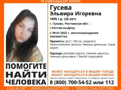 В Ростовской области разыскивают 26-летнюю женщину с 9 января