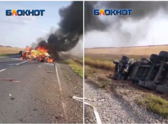Четыре человека сгорели в ДТП с фурой в Ростовской области