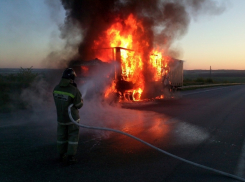 В Ростовской области на трассе М-4 сгорела фура 