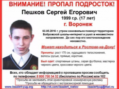 17-летнего подростка, сбежавшего из воронежского интерната, разыскивают в Ростовской области 