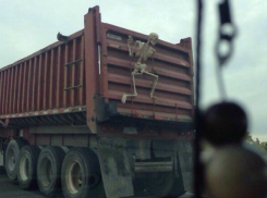 Человеческий скелет на кузове фуры вызвал веселую игру жителей Ростова