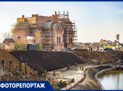 Прогулочная зона и домики для уточек: фоторепортаж со строительства храма в честь святого Георгия Победоносца в Ростове