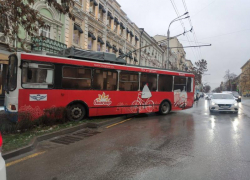 В Ростове троллейбус вылетел на клумбу на Большой Садовой.
