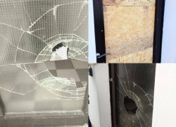 Вандалы разгромили дверь в подъезд в Суворовском