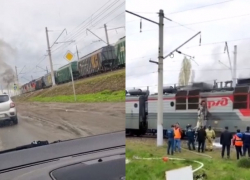 В Ростовской области загорелся электровоз с зерном