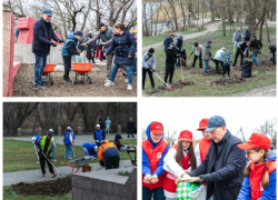  Александр Скрябин вместе с горожанами посеял газон в Кумженской роще в рамках субботника