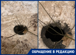 Поломанный люк с ветками в центре Ростова пугает приезжих 