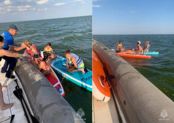 Дрейфовали на сапах: женщину с тремя детьми спасли на Таганрогском заливе 