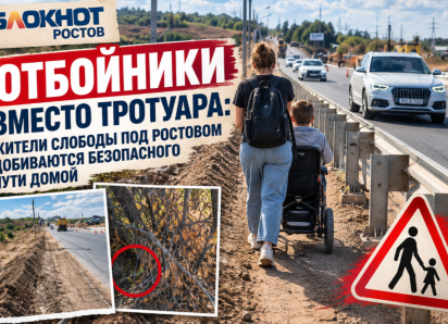 Отбойники вместо тротуара: жители слободы под Ростовом добиваются безопасного пути домой