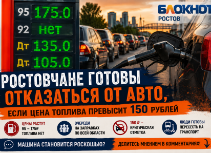 Ростовчане готовы отказаться от авто, если цена топлива превысит 150 рублей