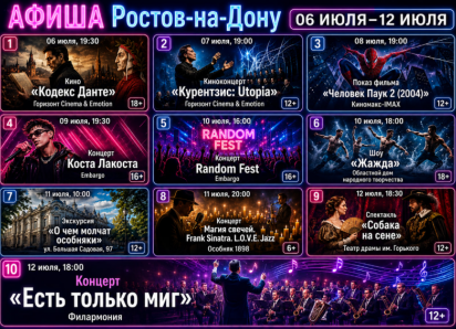Куда сходить в Ростове-на-Дону с 6 по 12 июля