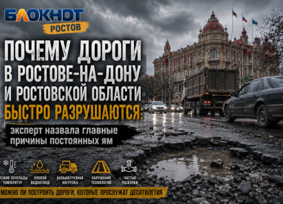 Почему дороги в Ростове-на-Дону и Ростовской области быстро разрушаются: эксперт назвала главные причины постоянных ям