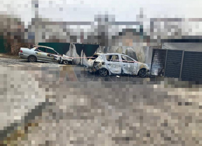 Две машины сгорели дотла из-за нападения ВСУ на Ростов 