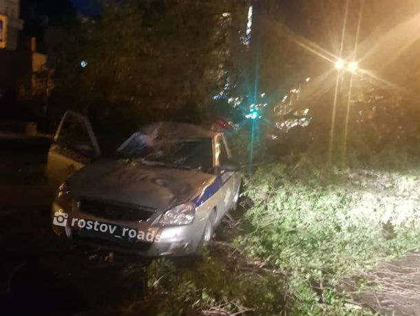 В Ростове дерево раздавило машину ДПС