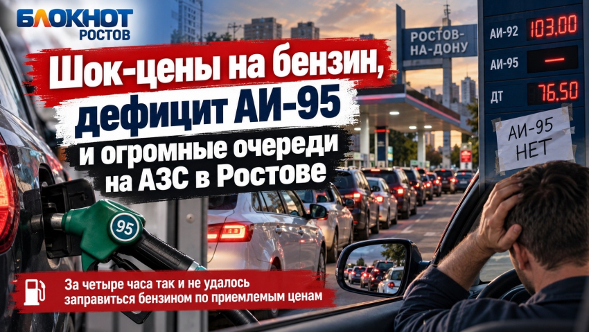 Шок-цены на бензин, дефицит АИ-95 и огромные очереди на АЗС в Ростове