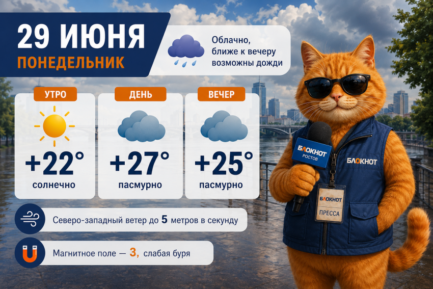 В начале недели ожидается переменная облачность и небольшой вечерний дождь