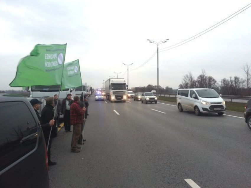 Забастовка дальнобойщиков в Ростовской области привела к пробкам на федеральной трассе