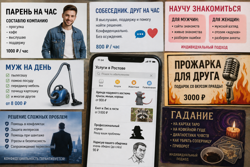 Парень на час, енот в гости и профессиональный стукач: топ самых странных услуг в Ростове 