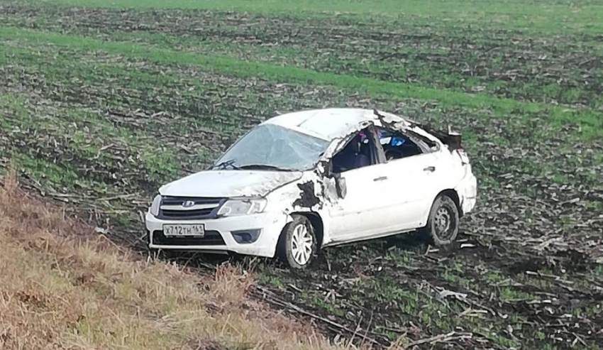 Под Ростовом автомобиль с двумя детьми вылетел в кювет