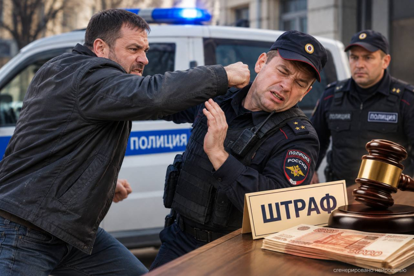 Ростовчанин ударил полицейского, чтобы избежать наказания, и в итоге заплатит штраф
