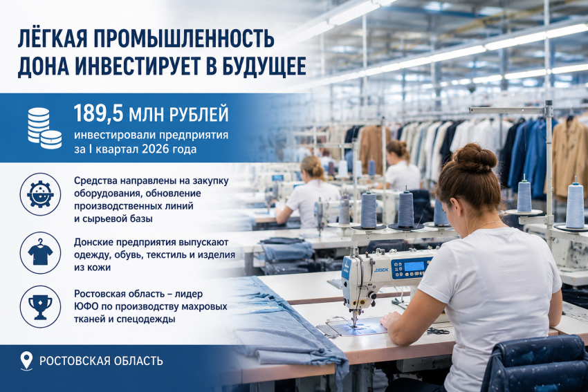 Донские предприятия лёгкой промышленности вложили почти 190 млн рублей в модернизацию