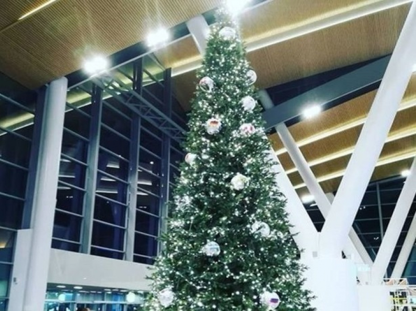 Шарами с мировыми флагами украсили новогоднюю елку в аэропорту Ростова-на-Дону