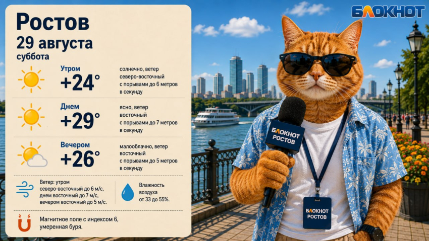В Ростове 29 августа до +29 и солнечно