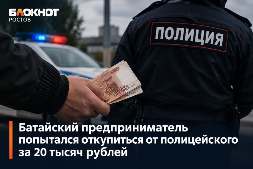 Батайский предприниматель попытался откупиться от полицейского за 20 тысяч рублей