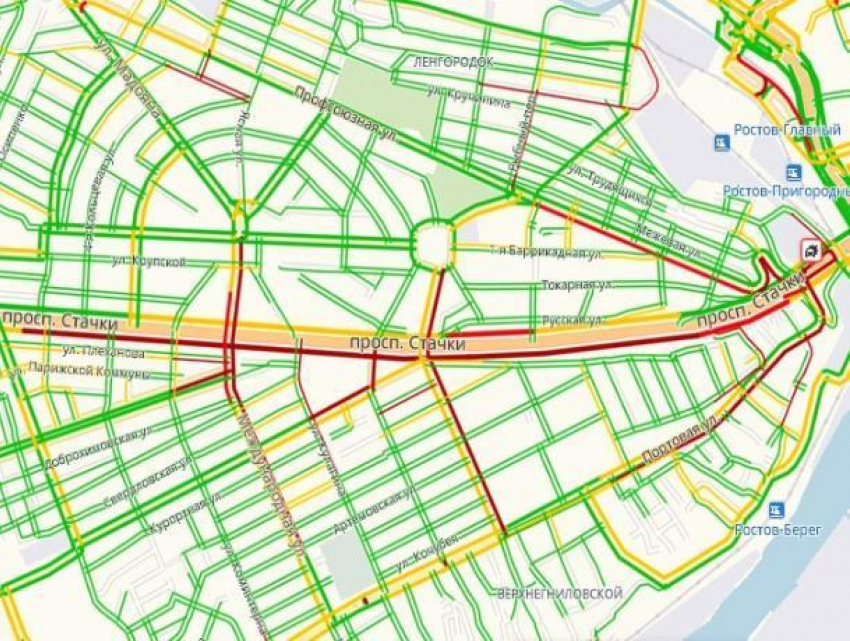 Огромная пробка парализовала проспект Стачки в Ростове