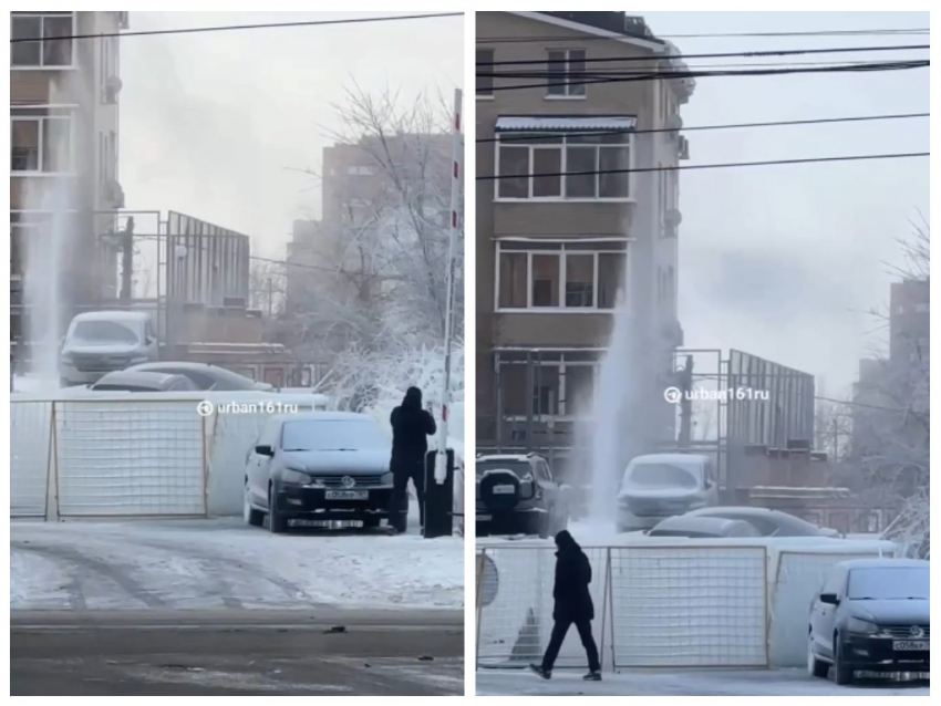 На 2-ой Краснодарской в Ростове забил мощный коммунальный фонтан