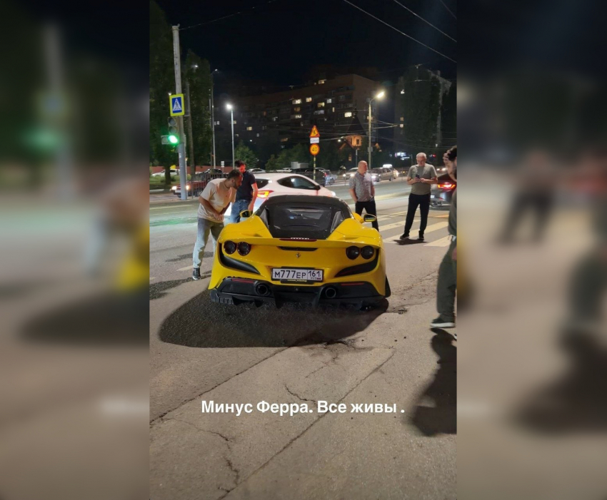 В Ростове Ferrari каскадера Чеботарева влетел в бордюр в паре метров от прохожих