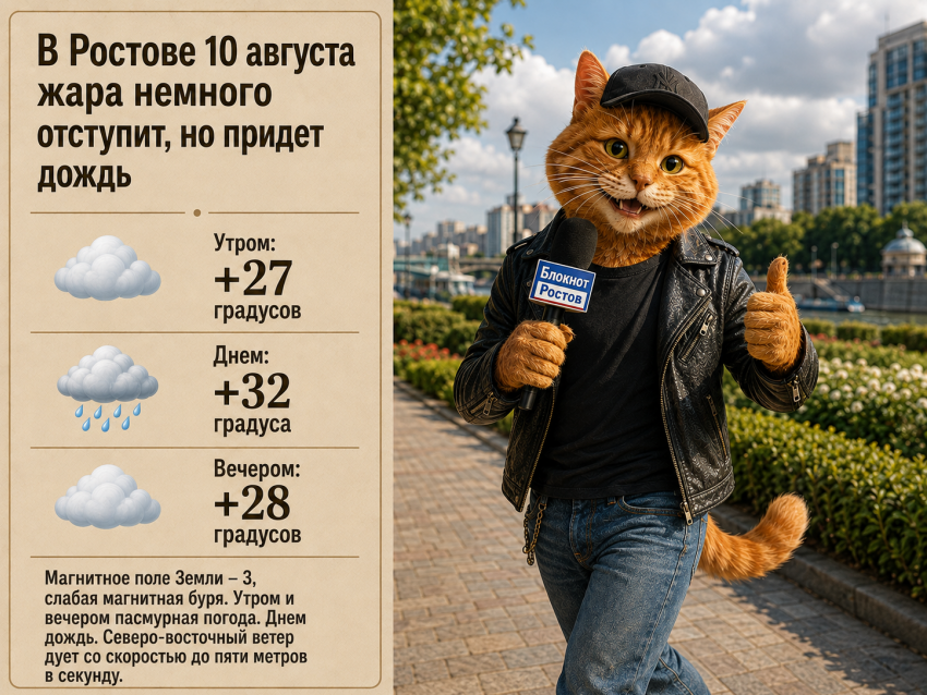В Ростове 10 августа жара немного отступит, но придет дождь