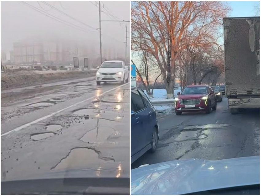 Асфальт потаял вместе со снегом в Ростове 