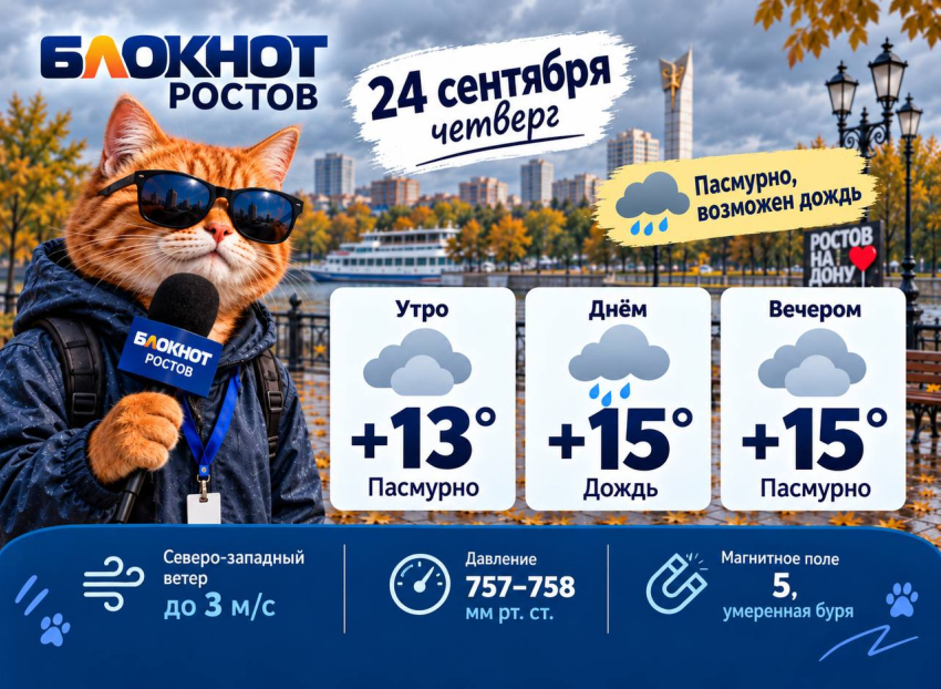 Ростов накроет дождем 24 сентября